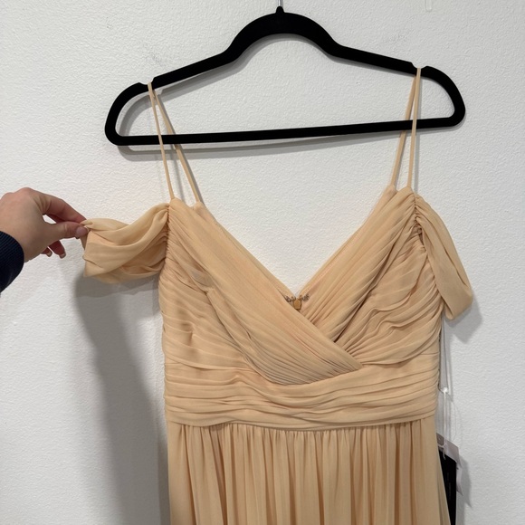 Alfred Sung Chiffon Cold Shoulder Bridesmaid Dress D743 Golden Yellow 12 - Picture 3 of 6